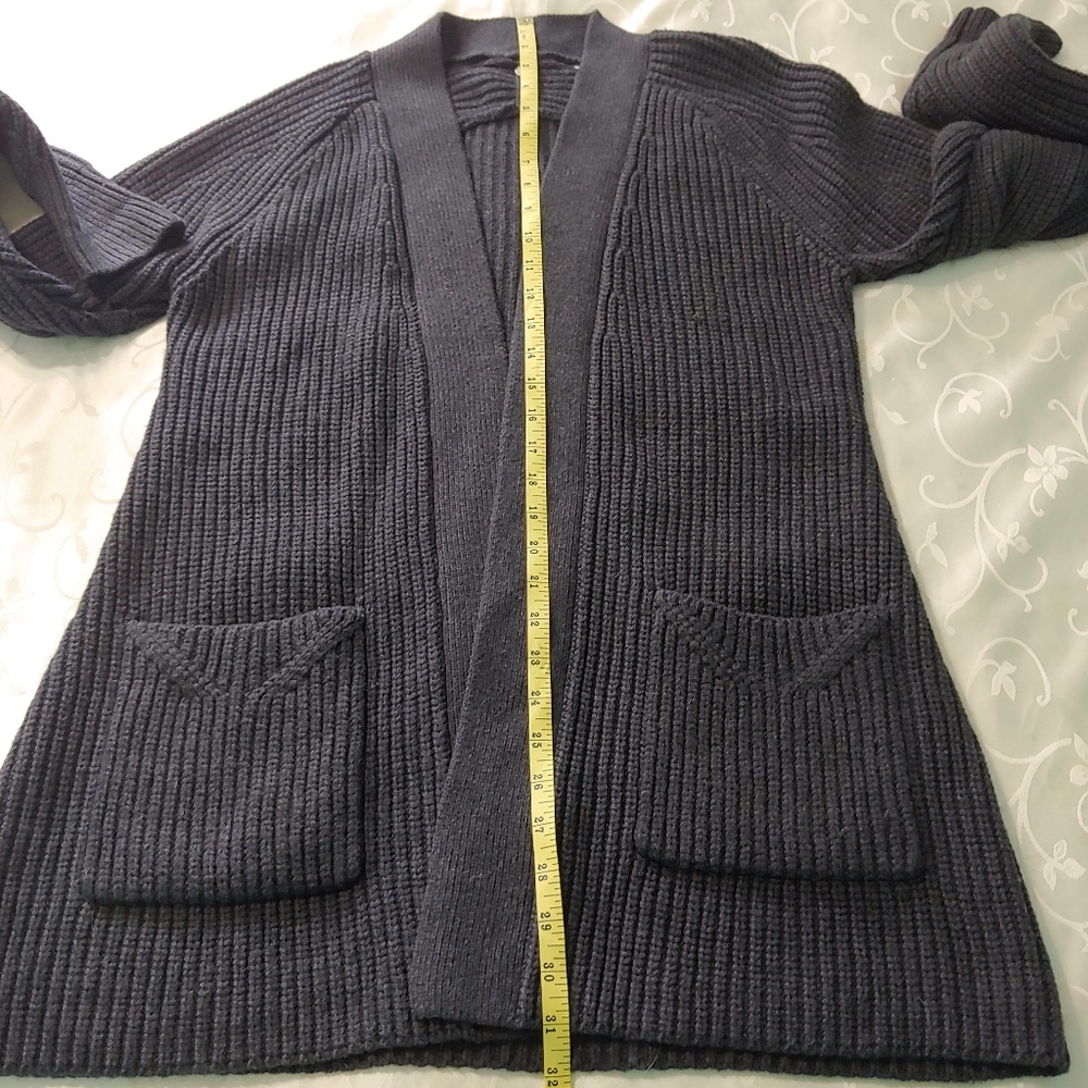 ANTHROPOLOGIE KNITTED & KNOTTED DARK Gray MAJELLA Open Front WOOL BLEND CARDIGAN - Picture 14 of 16